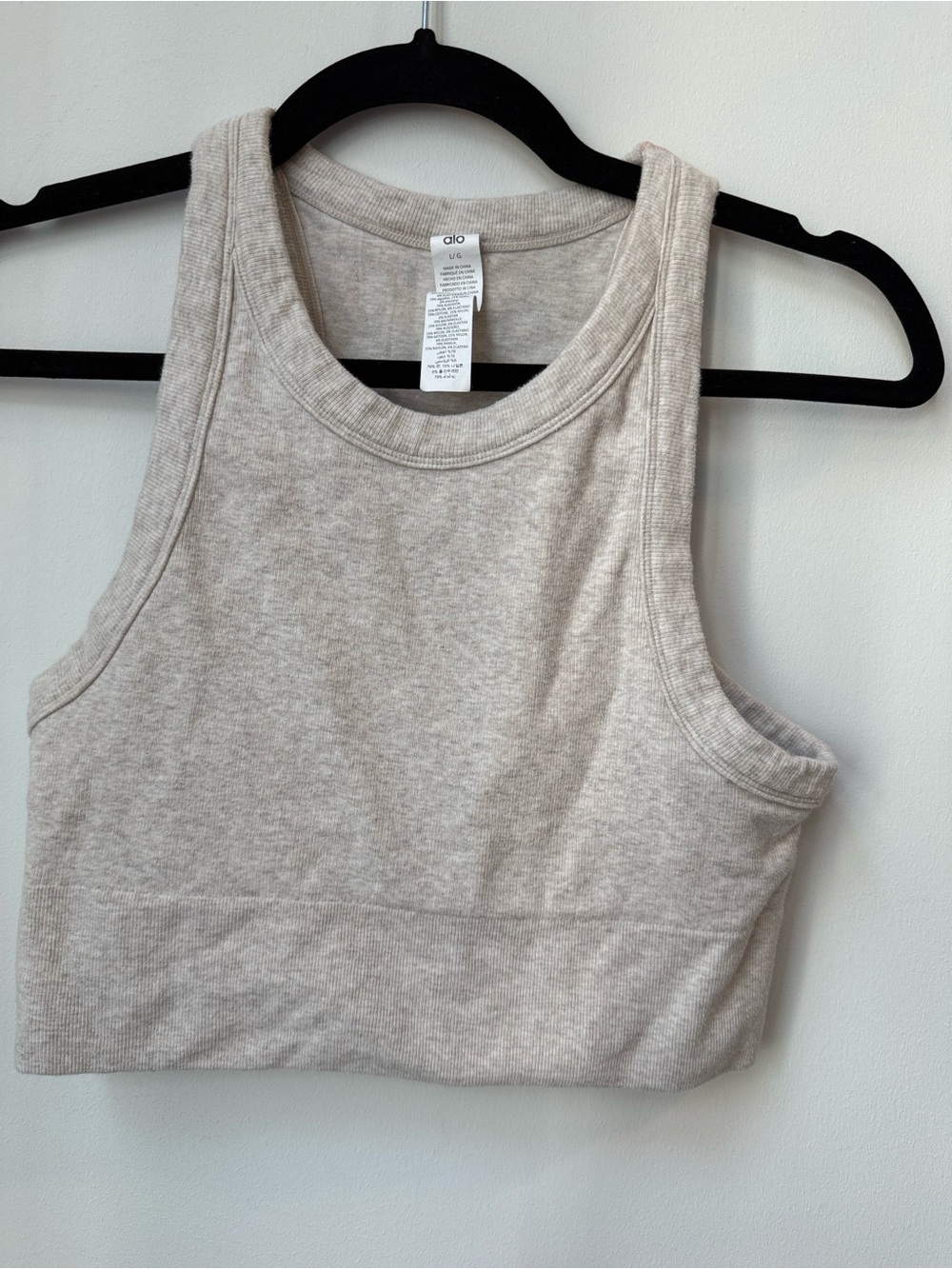 ALO Yoga Neutral Ribbed Crop Tank in Oatmeal